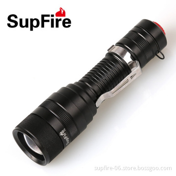 1100lumens zoomzble rechargeable LED flashlight SupFire F5 with buckle